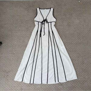 Commense White Maxi Dress with Black Trim